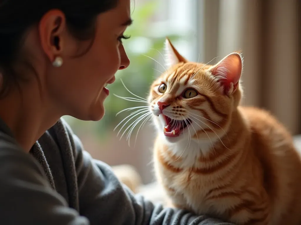 コミュニケーションする猫と飼い主